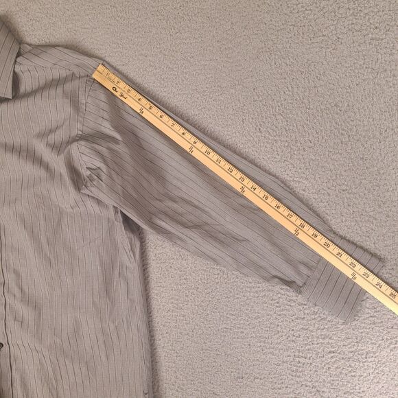 Sean John Dress Shirt Men's Large 16 32/33 Gray Striped Fine Tailoring Button Up - Picture 11 of 13